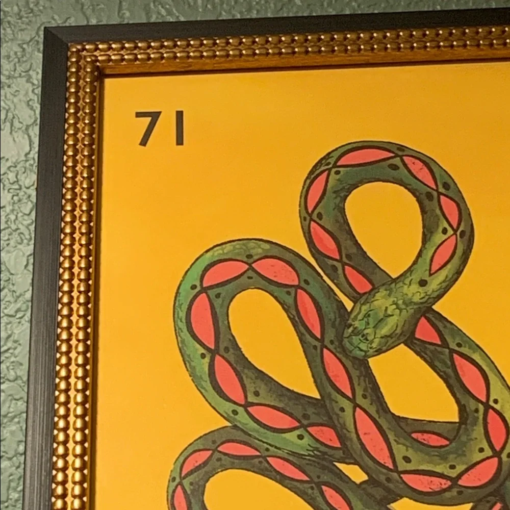 Yellow & Pink Snake Wall Art La Loteria Prints-  New Framed